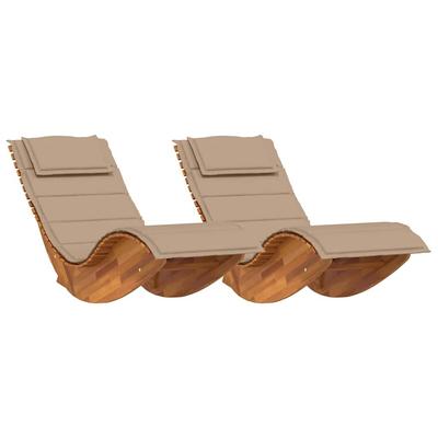 vidaXL Sonnenliege mit Kissen 2-Person 2 pcs Braun Massivholz Akazie