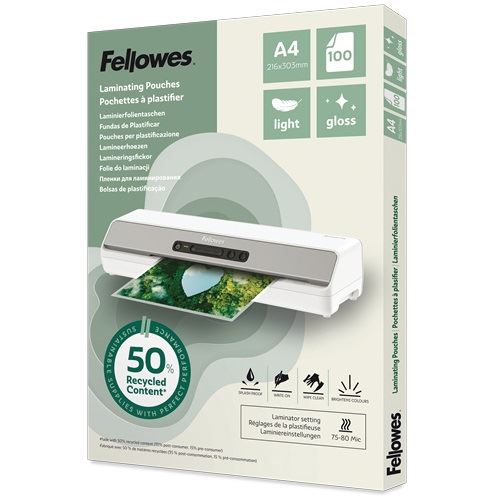 Fellowes Laminierfolie A4 Light Gloss 100er Pack