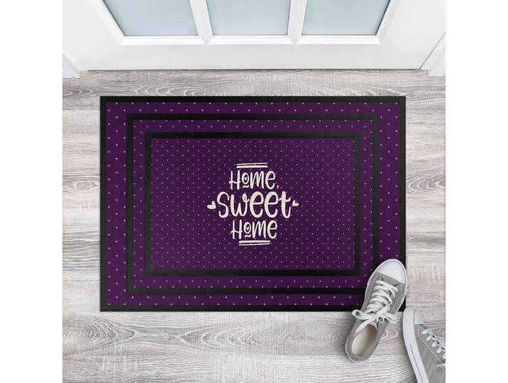 Fußmatte Home Sweet Home Polkadots 85 x 60cm Violett/Violett