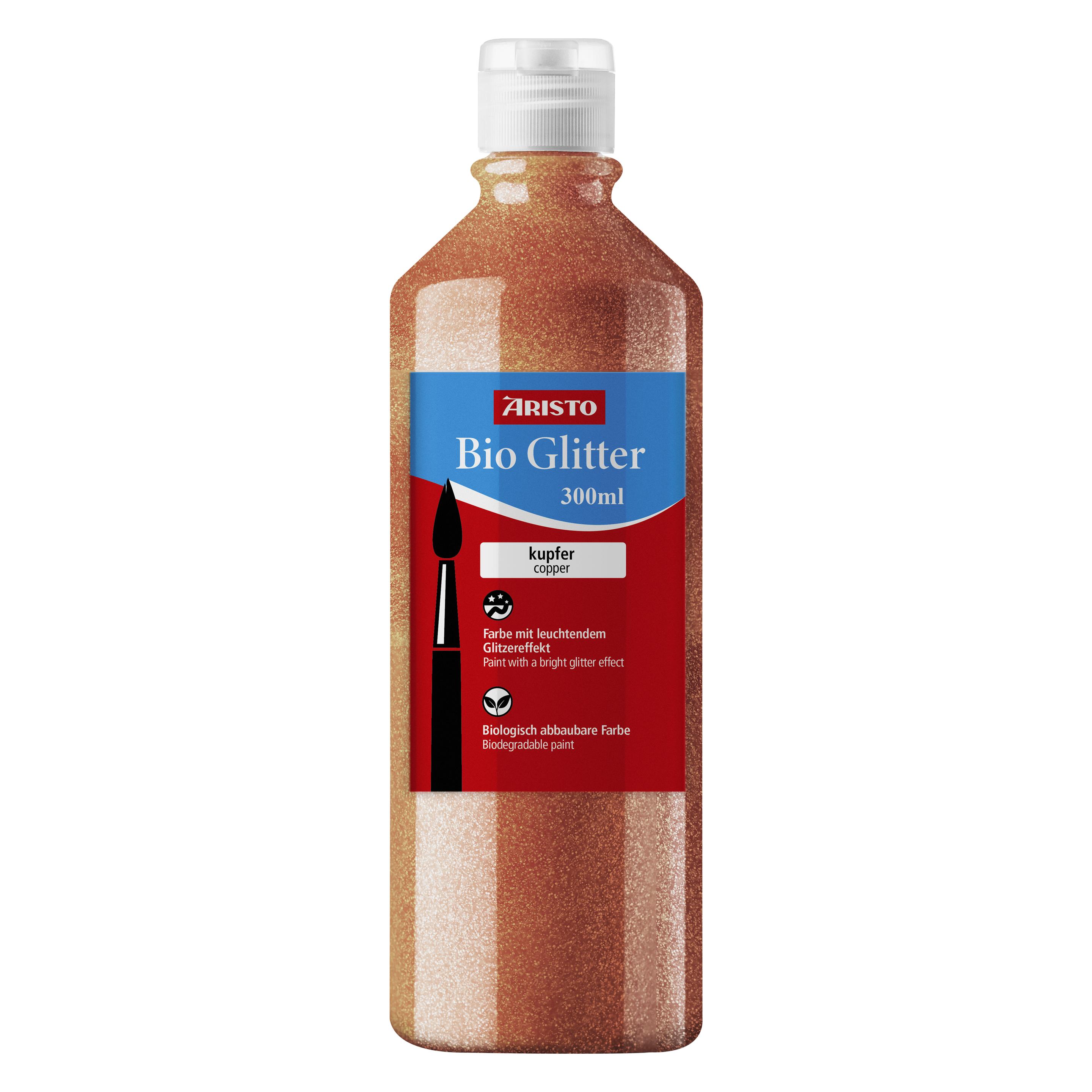 Aristo Bioglitter Paint, Flüssigmalfarbe mit Glitzereffekt, 300 ml Flasche, kupfer (300 ml) (AR32360)