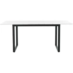 STILVORA Esstisch MDF Weiß 140/180x80x75 cm, ausziehbar, Marmoroptik, Metallgestell