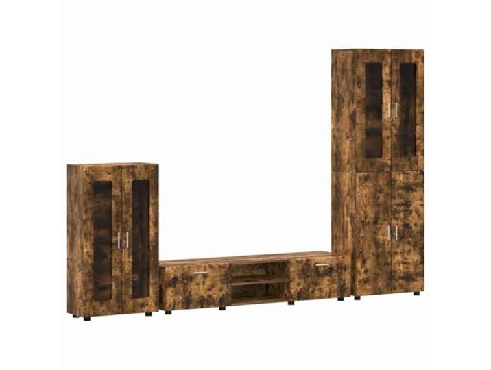 TV-Möbel aus technischem Holz, Raucheiche, 3-teilig, modernes Design Klare Linien, mattes Finish, geräumige Fächer, pflegeleicht, für den Innenbereich, rechteckiger Stil