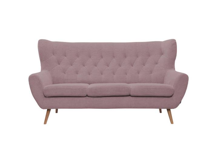 Stylife 3-Sitzer-Sofa Skagen, Rosa, Holz, Eiche, massiv, Uni, 187x101x95 cm, Typenauswahl, Fußauswahl, Stoffauswahl, Hocker erhältlich, Rücken echt, Wohnzimmer, Sofas & Couches, Sofas, 3-Sitzer Sofas