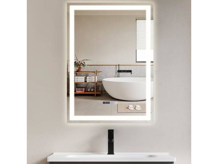 Homefire Miroir de salle de bain LED - 50x70cm Anti-Buée avec éclairage LED Variable avec Touche Tactile - IP44 Miroir de Maquillage
