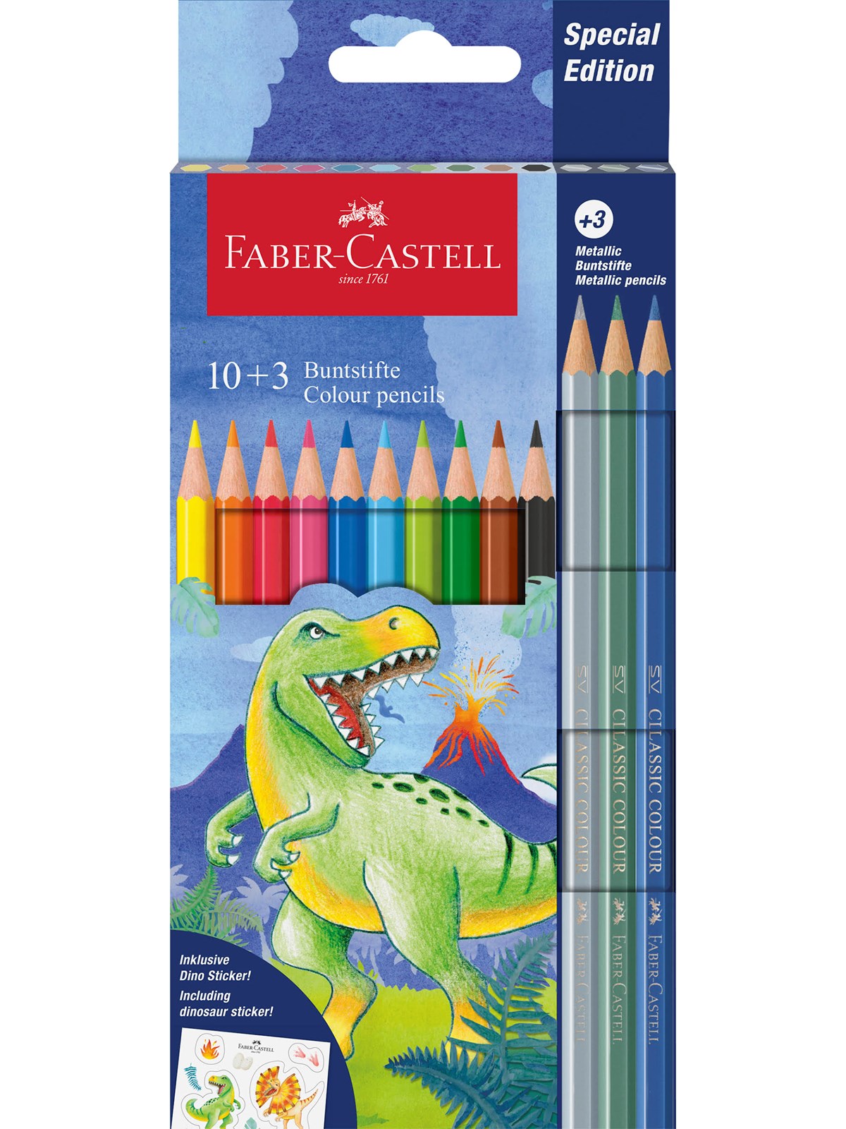 Faber-Castell Buntstift Classic Dino 10+3 Kartonetui