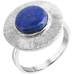 Zeeme Gemstones Ring Silber 925 rhodiniert glanz/matt mit echtem Lapis 10mm