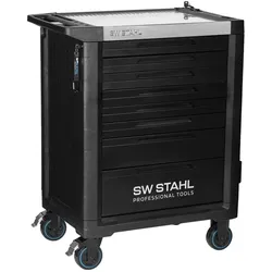 SW-Stahl, Z3114 Profi Werkstattwagen TT801 schwarz I 8 Schubladen I 4 Schubladen gefüllt I 246 teilig (1x)