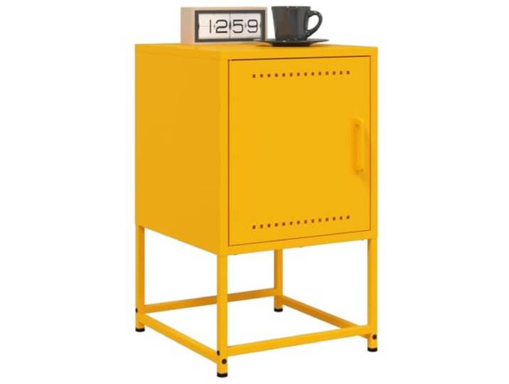 HEFZGDB Industrieller Nachttisch Senfgelb Stahl 36x39x60,5 cm mit Schublade Stauraum, 2 STK. Set für Wohnzimmer und Büro, Stabiler Beistelltisch mit Wandhalterung,