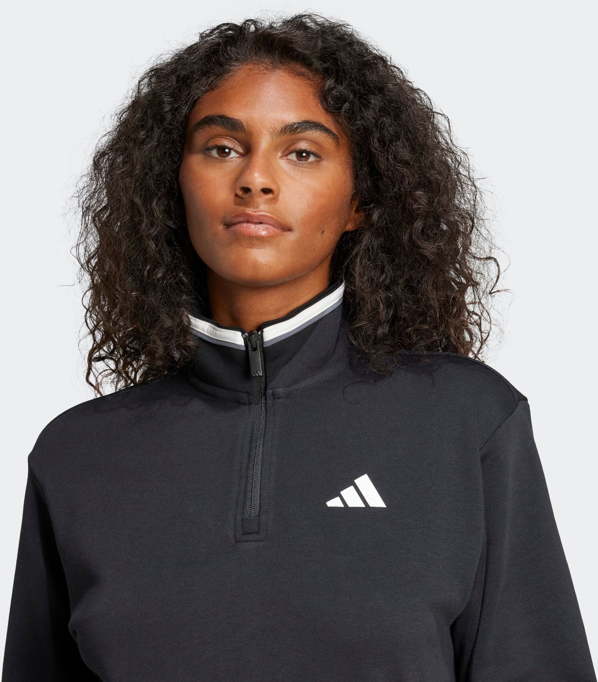 Sweatshirt ADIDAS SPORTSWEAR "ESSENTIALS COLOR POP FRENCH TERRY CROP QUARTER-ZIP ORIGINALS", Damen, Gr. XXL, schwarz, Obermaterial: 55% Baumwolle, 36% Polyester, 9% Viskose, angesetztes Bündchen, Sweatshirts Sweatshirt schwarz XXL