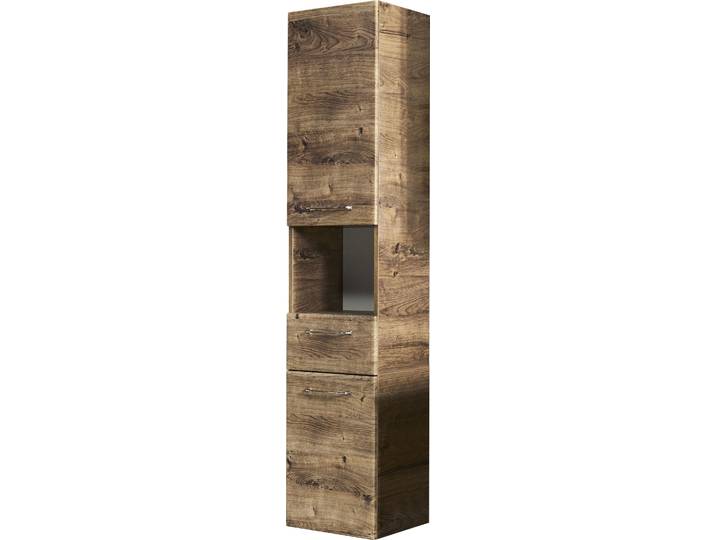 Hochschrank SAPHIR Quickset Badschrank 35 cm breit, 2 Türen, 1 Nische, 1 Schublade , braun (eiche ribbeck, eiche ribbeck), B:35cm H:168cm T:33cm, Holzwerkstoff, Schränke, Hochschrank, Badezimmer-Hochschrank inkl. Türdämpfer, Griffe in Chrom glänzend