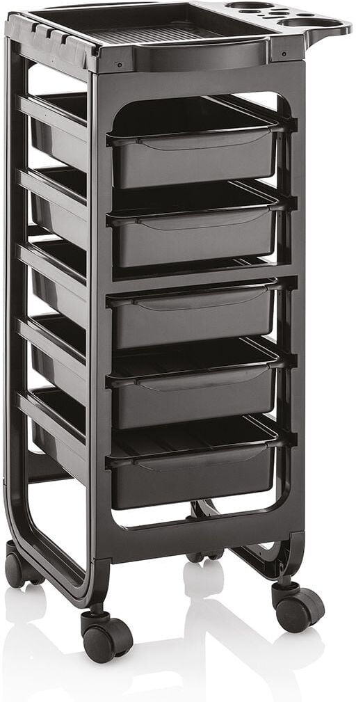Xanitalia CARRELLO PARRUCCHIERE BARBIERE 5 CASSETTI PORTA ATTREZZI IN PLASTICA BARCELONA Nero