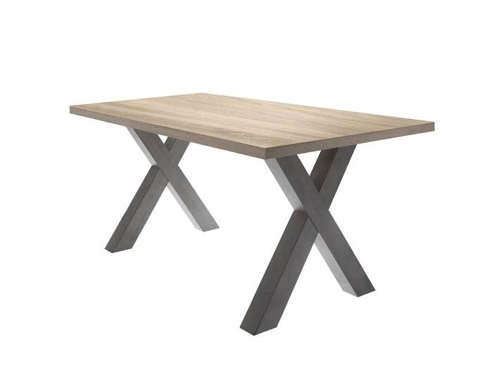 Table Leeton III 140 x 90cm Marron/Gris/Imitation chêne brut de sciage