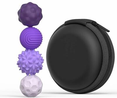Inspired Finds Magnetic Sensory Fidget Balls Silicone Stress Relief Calming Toy Set 4pcs Purple