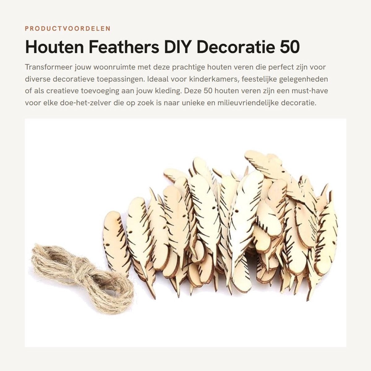 Dailygoods Houtveren 50 stuks - Milieuvriendelijke houten decoratie voor wanddecoratie en DIY-projecten