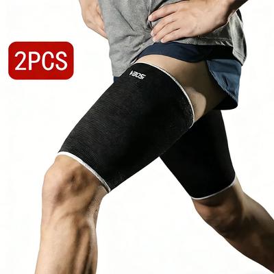 Uplift Treasures 2 Pack Thigh Compression Sleeves For Sports black
