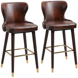 BARHOCKER, Holz, Metall Kunstleder Braun