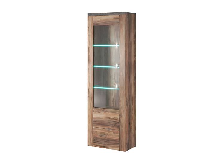 Vitrine 1 porte avec LED Amaury Bois foncé