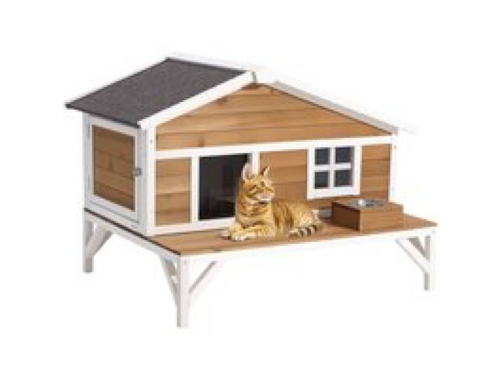 VEVOR Katzenhaus Outdoor, Katzenhütte mit Schaumstoffisolierung, Holzunterstand mit großer Plattform, winterfest & isoliert, Katzenhöhle für Haus- & Freigängerkatzen im Winter 1105x853x787 mm