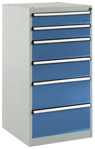 Manuflex SP1142.5007 Schubfachschrank BASETEC Stationär, Nutzhöhe 900mm mit 6 Schubfächern, in brillantblau RAL 5007