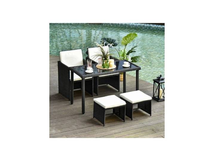 Ensemble repas 11 pièces résine résistant aux intempéries design élégant pour jardin et terrasse