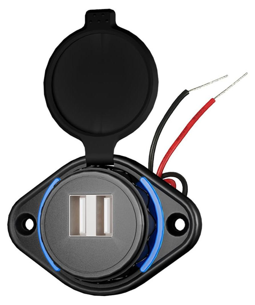 Dripio USB-autolader met dubbele USB-poort, 12V-24V, 5V 3.1A, blauw