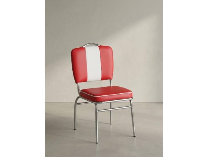 KADIMA DESIGN Retro Esszimmerstuhl, 50er-Jahre Diner Style, Bequeme Polsterung, Farbe: Rot