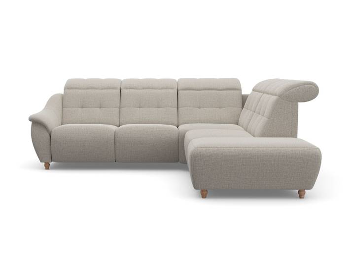 Ecksofa HOME AFFAIRE Boston L-Form , beige (natur), B:272cm, Struktur (100% Polyester);Luxus-Microfaser Florence (100% Polyester);Chenille (100% Polyester);NaturLEDER (reines Rindsleder), Sofas, Ecksofa, Kopfteilverstellung an jeder Sitzfläche, wahlweise Relaxfunktion