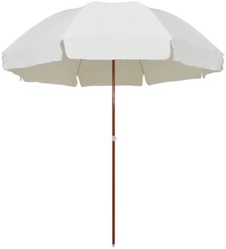 Sonnenschirm mit 240 cm Durchmesser, Stahlmast und 8 Streben, sandfarbenes UV-beständiges Polyester für den Balkon