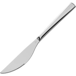WAS Steakmesser 6 Stück, 11 cm Edelstahlklinge mit Wellenschliff, Edelstahlgriff