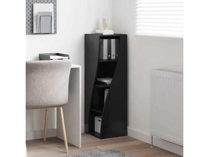 Meuble Rangement - HAOSHOP - Meuble d'angle Noir 32x32x102cm Bois d'ingénierie&01_42136