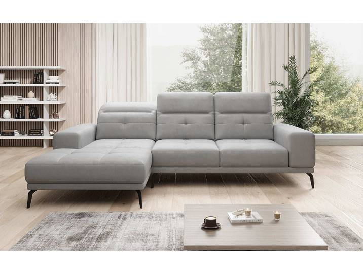 Designer Ecksofa Terina inkl. Beistellhocker - Samt - Grün - Links - Luxusbetten24