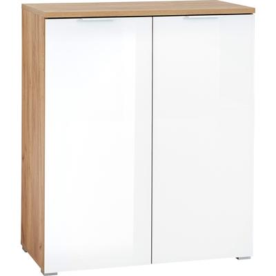 Schuhschrank GERMANIA "Telde", weiß (navarra, eiche, nachbildung, weiß), B:89cm H:104cm T:40cm, Schränke, Schuhschrank, Breite 89 cm, Soft-close, verstellbare Böden, ES-Glas, Made in Germany