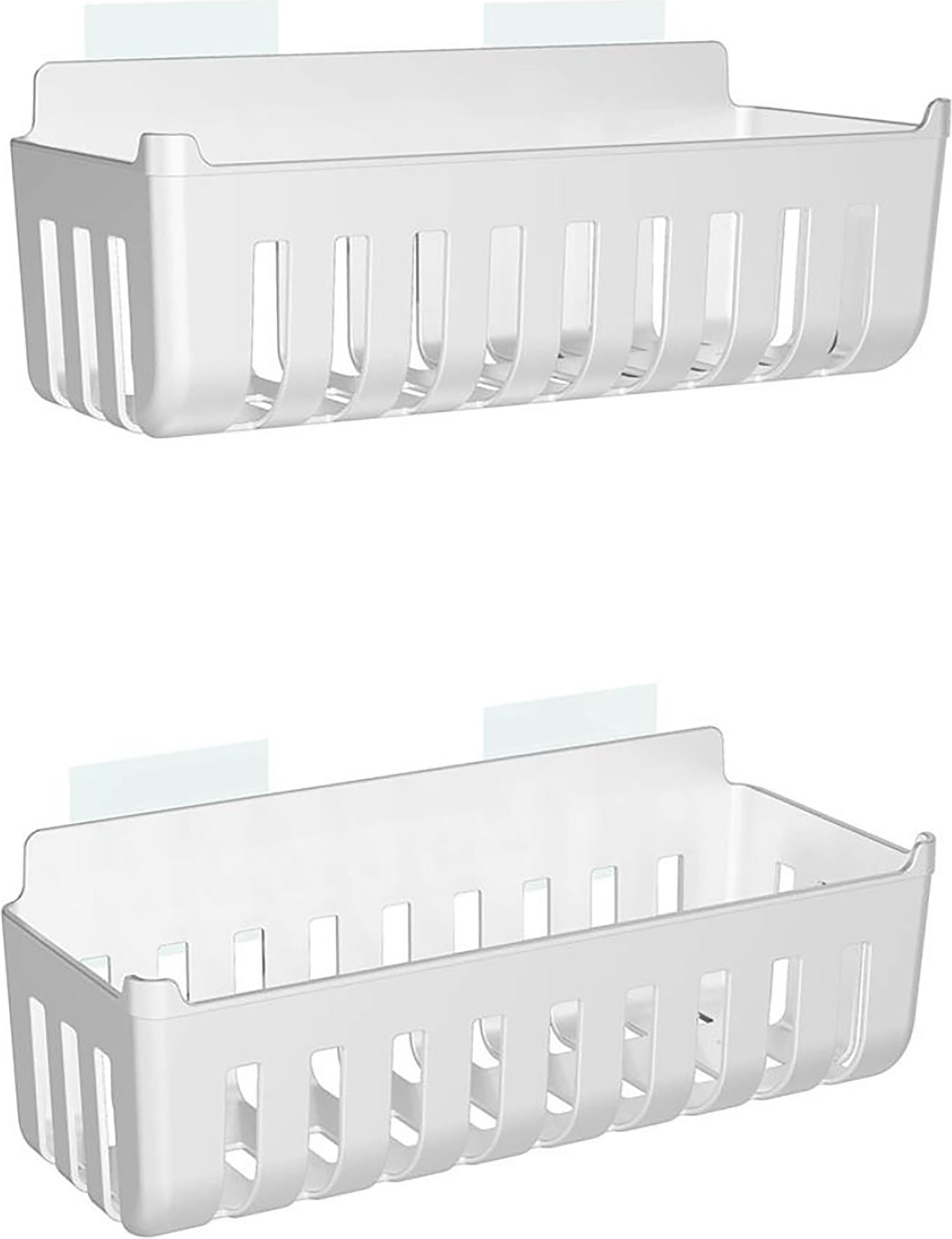 Tecnomat COPPIA CESTINI DOCCIA PORTAOGGETTI  COLORE BIANCO FISSSAGGIO ADESIVO 25x9X11 (LxHxP)