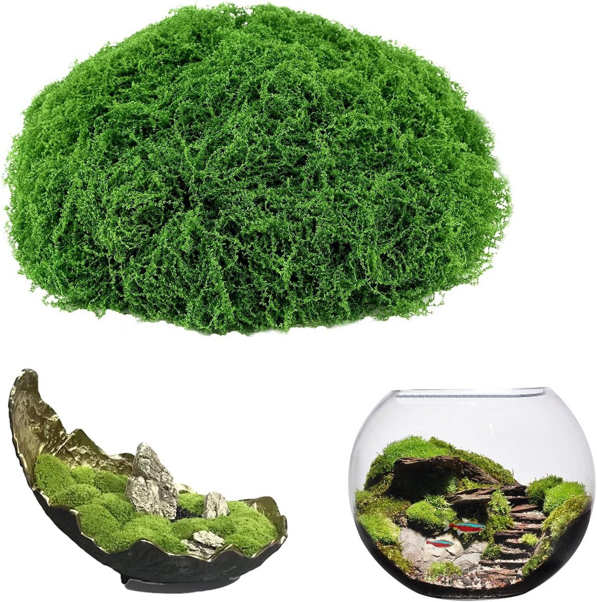 Kunstmatig Mos Donkergroen 200g - Decoratief Siergrind voor Kamerplanten, Terraria en Ambachten