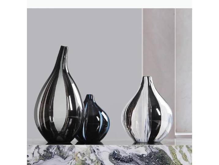 Vase noir et en verre, Pots de fleurs transparents, décoration de bureau, Arrangement de fleurs, Vases floraux, décor esthétique de salle