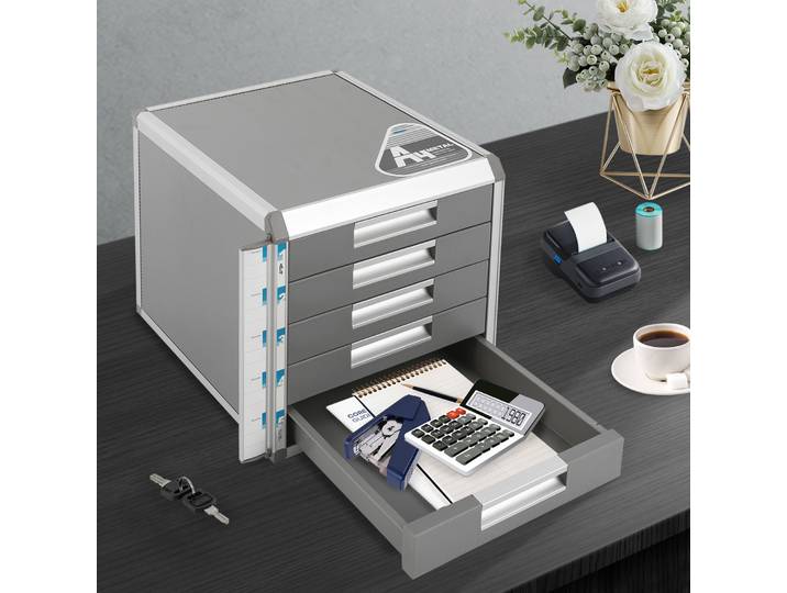 Organisateur de fichiers verrouillable à 5 tiroirs, armoire de rangement de documents A4, tiroir de sécurité en alliage d'aluminium pour bureau, banque, maison