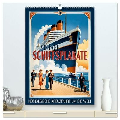 Vintage Schiffsplakate - nostalgische Kreuzfahrt um die Welt (hochwertiger Premium Wandkalender 2027 DIN A2 hoch), Kunstdruck in Hochglanz