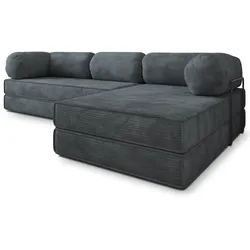 ECKSOFA ETERA modulares Boneless Sofa mit Schlaffunktion Grau Cordstoff