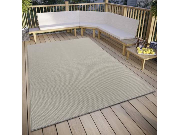 Hanse Home Pure In- & Outdoor Teppich Wetterfest – Modernes Muster, Wasserfest robuster Aussenteppich Flachgewebe für Garten, Balkon, Terrasse, Wohnzimmer –Beige, 115x170cm