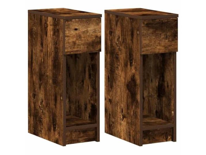 LMTYOENFG 2er Set Nachttische mit Schublade Räuchereiche 20x36x60 cm Schlanke Nachtkonsolen fürs Schlafzimmer bieten strukturierte Ablageflächen sowie Kippsicherung für verlässliche Stabilität.