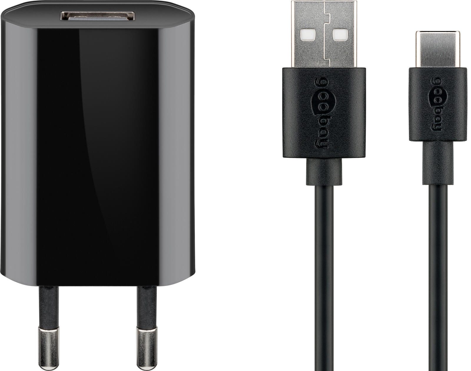 goobay 5W USB-C Ladegerät mit Kabel 1m, schwarz 45293