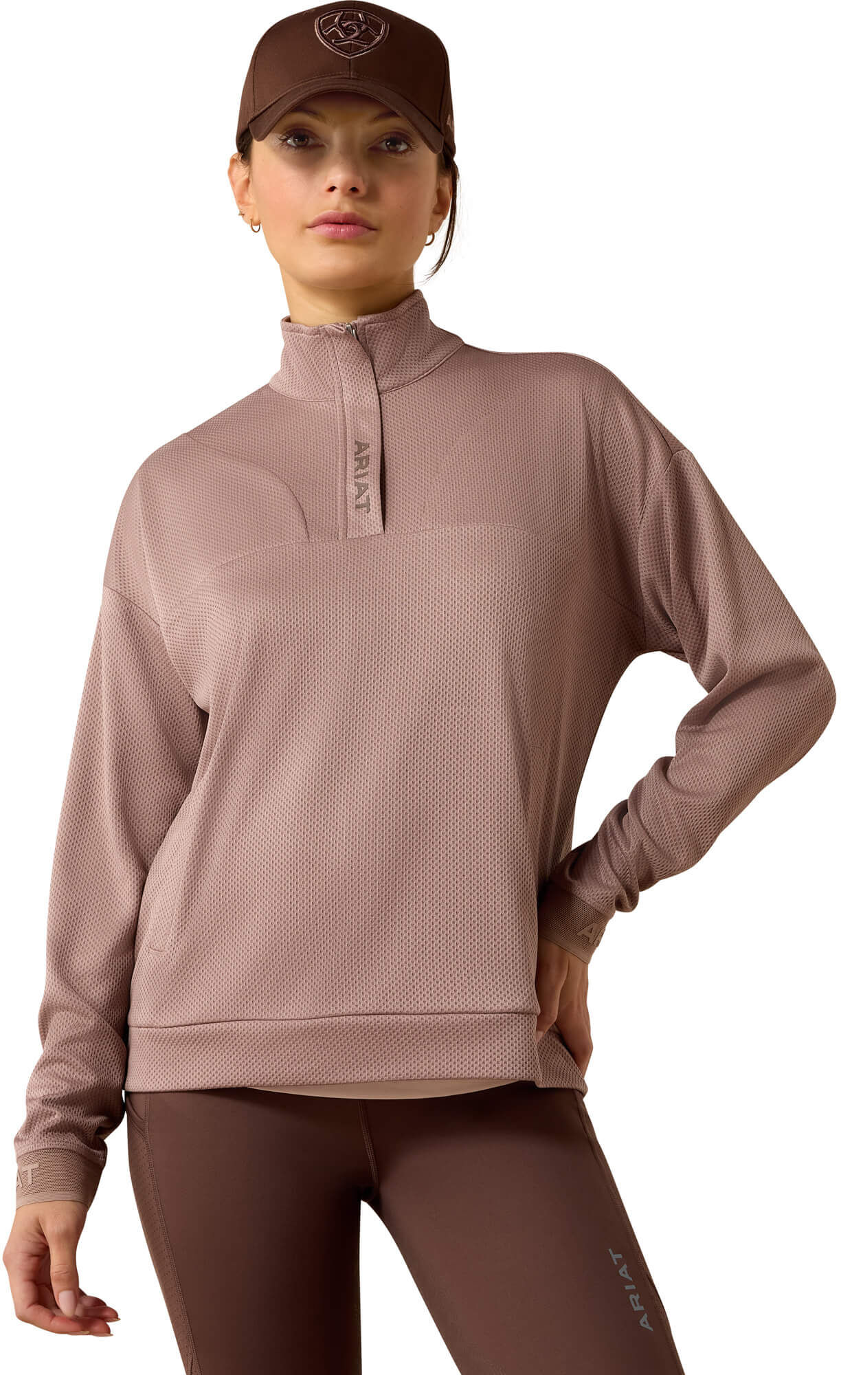 Women's Breathe 1/2 Zip Sweatshirt in Antler, Size: Large by Ariat