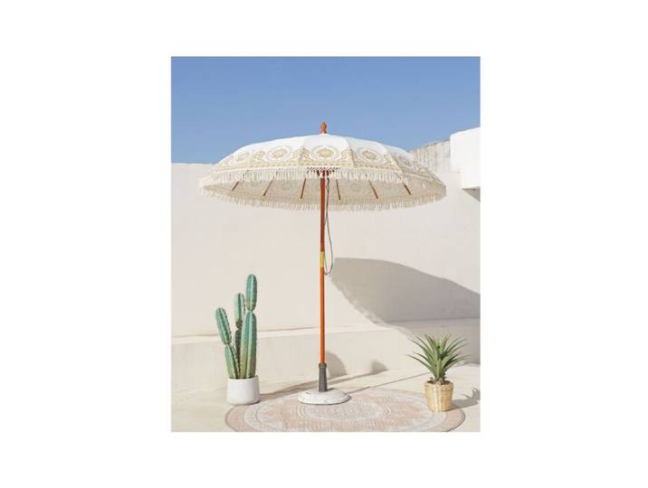 Sonnenschirm India mit Aufdruck und Fransen