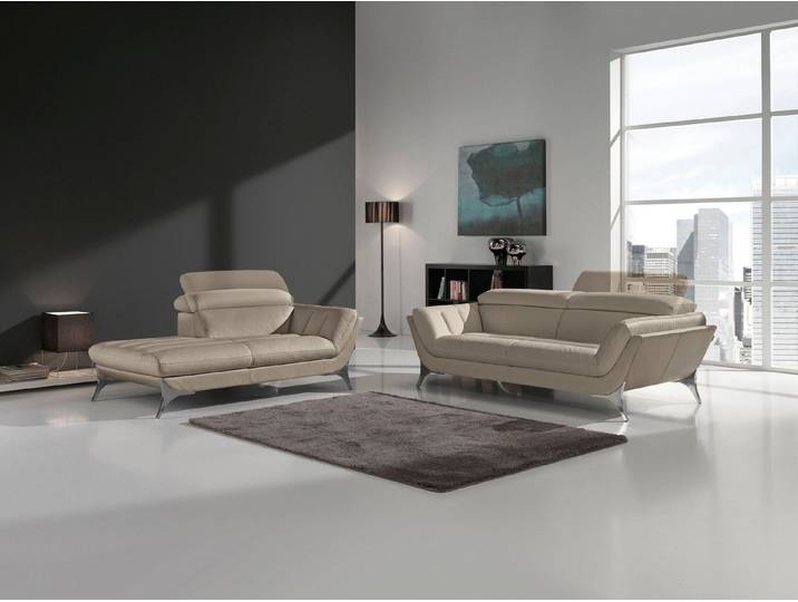 Egoitaliano Polstergarnitur Sueli, (Set), bestehend aus Sofa und Recamiere, Kopfteilverstellung, Bezug Leder