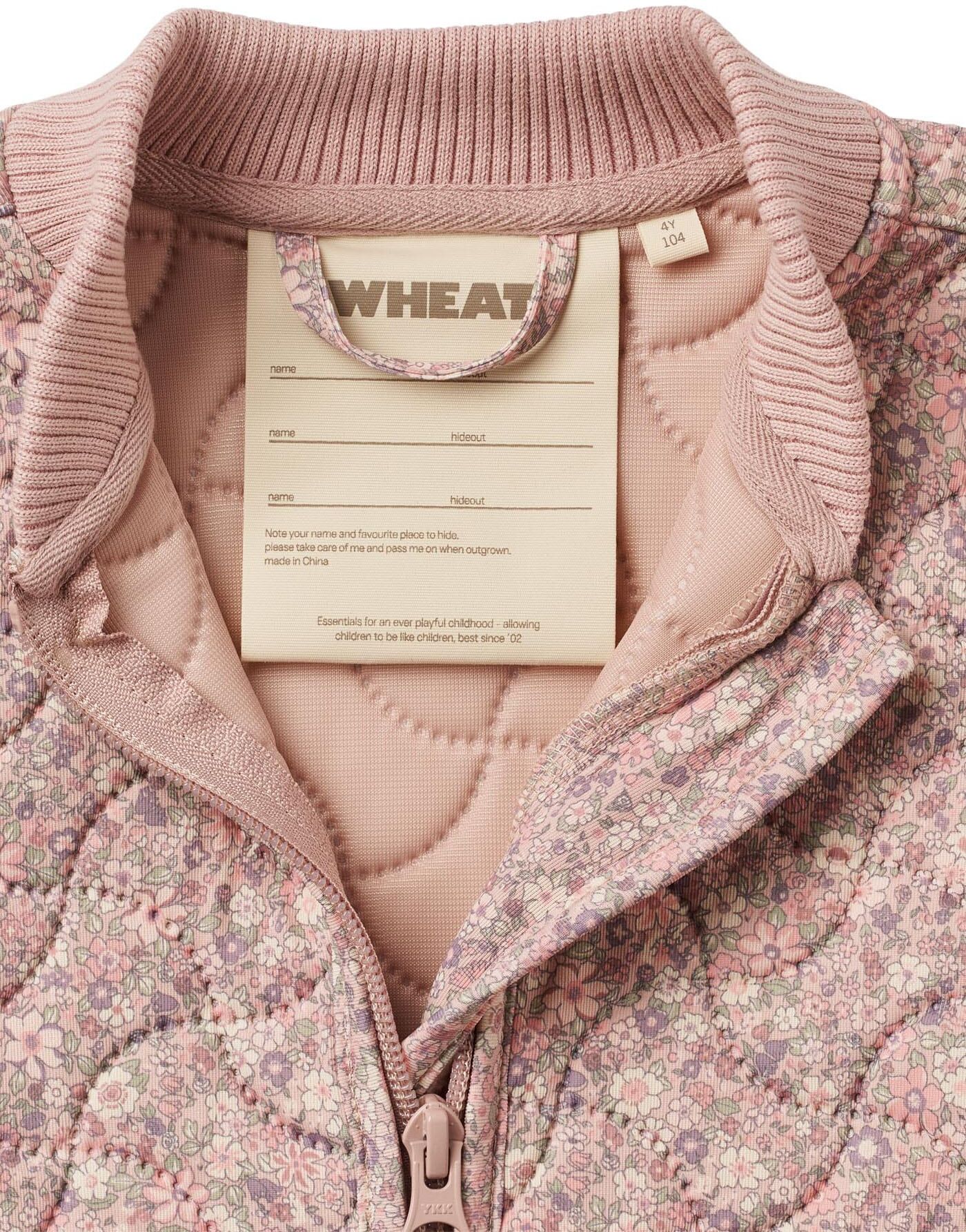 Outdoorjacke WHEAT "Thermo Jacket Loui", Jungen, Gr. 152, rosa (powder flower meadow), Web, Obermaterial: 100% Polyester, gemustert, regular fit normal, Rippbündchen, Jacken Outdoorjacke, wasserdicht powder flower meadow 152