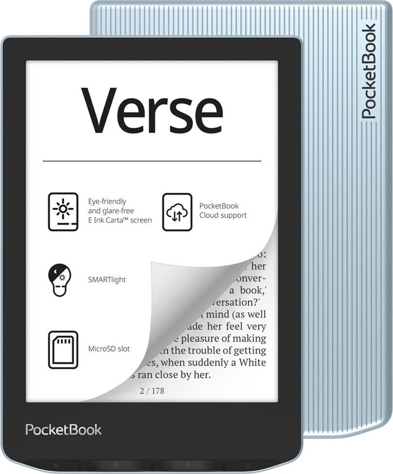 PocketBook Verse e-reader met 6 inch E-ink scherm, lichtblauw