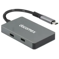 Dacomex USB Hub HB514, Eingang USB Type-C, Ausgang 2x Type-A, 1x Type-C, 1x Type-C PD 60 W, Recyclin (USB-C, 4 Ports), Dockingstation + USB Hub, Schwarz