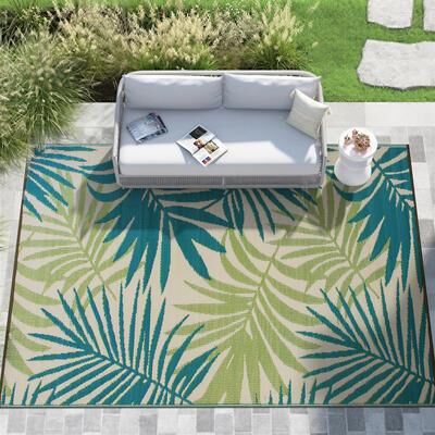 World Rug Gallery Modern Floral Reversible Plastic Outdoor Rugs