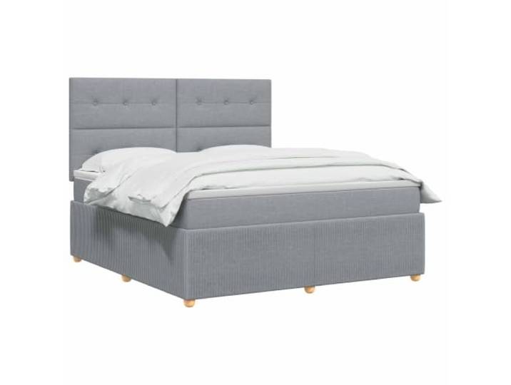 vidaXL LED Boxspringbett mit Matratze Hellgrau 180 x 200 cm Stoff LED-Beleuchtung für modernen Charme, Verstellhöhe des Kopfteil, Taschenfederkernmatratze für Anpassung