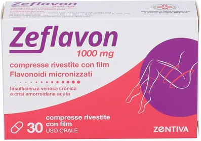 ZENTIVA ITALIA Srl Zeflavon 1000mg Flavonoidi micronizzati per Insufficienza Venosa e Crisi Emorroidaria, 30 Compresse